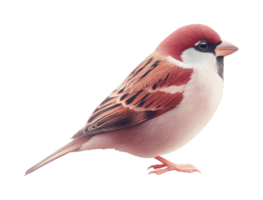 Detailed portrait of a house sparrow with intricate feather patterns png