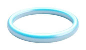 Luminous blue neon circle ring glowing in floating rotational display png