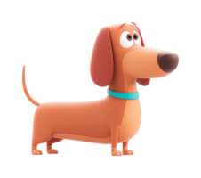 Cartoon dachshund with blue collar standing alert png