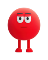 Red round character with facial expression and short legs png