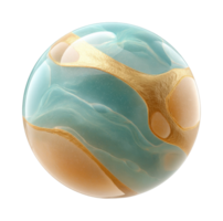 Abstract spherical design with blue and gold organic patterns png