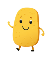 Cute happy potato character with smiling face and cheerful expression png