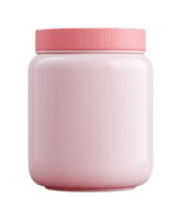 Pink plastic jar with screw-top lid for storage or food products png
