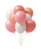 Cluster of pink, white, and peach balloons in a decorative arrangement png