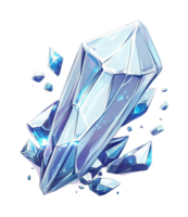 Shattered blue gemstone with sparkling facets and sharp fragments png