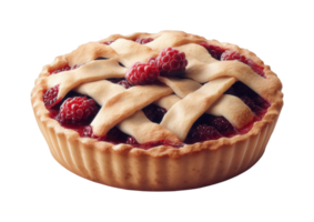 Delicious raspberry pie with lattice crust and fresh berries png