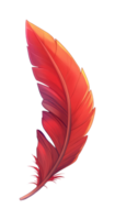 Vibrant red feather with detailed texture and gradient design png
