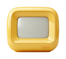 Retro style yellow tv with rounded edges and minimalist design png