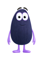 Cheerful animated purple creature with wide eyes and friendly expression png