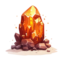 Glowing orange crystal surrounded by rocks and debris png