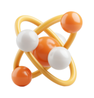 Vibrant atomic model with orbiting spheres and interconnected orbits png
