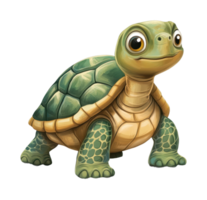 Adorable cartoon baby turtle with big eyes and expressive face png