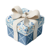 Decorative gift box with bow and patterned wrapping paper png