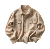Beige button-up jacket with pockets and collared design png