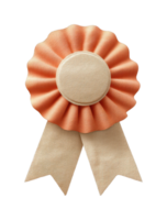 Orange and beige award ribbon with pleated design and dual streamers png