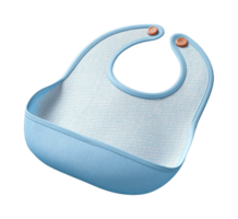 Blue baby bib with snaps for easy clean-up png