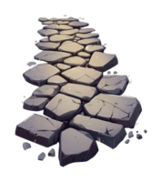 Stone pathway of broken rocks creating a rough textured surface png