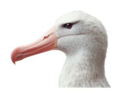 Detailed portrait of an albatross with striking beak and expressive eye png