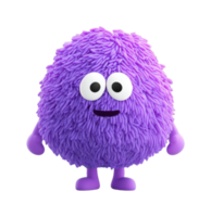 Purple fuzzy monster with big eyes and friendly expression png