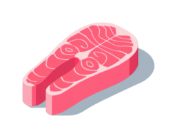Fresh raw salmon steak in perspective view with distinct marbling png