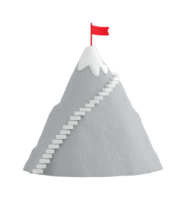 3d mountain with staircase and red flag on snowy peak png