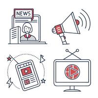 Engaging Modern Media News Broadcasting, Announcement, and Online Streaming Illustration - Professional digital artwork with vibrant colors and detailed composition vector