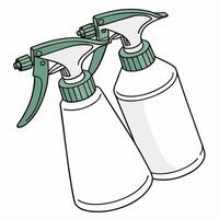 Two Empty Green and White Spray Bottles Ready for Cleaning or Gardening, a Fresh and Clean Illustration vector