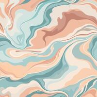 Serene Pastel Marble Swirls Abstract Fluid Art Background in Calming Teal, Peach, and Cream Hues vector