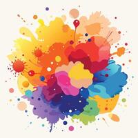 Vibrant Rainbow Ink Splatter Explosion A Joyful, Abstract Watercolor Painting on White Background - Professional digital artwork with vibrant colors and detailed composition vector