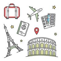 Exciting European Adventure Illustrative Guide to Planning a Joyful Trip to Iconic Landmarks - Professional digital artwork with vibrant colors and detailed composition vector