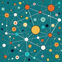 Abstract Colorful Network of Connected Circles A Vivid Illustration of Interconnectivity and Modern Technology - Professional digital artwork with vibrant colors and detailed composition vector