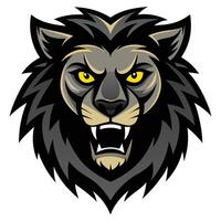 Fierce Gray Lion Head Mascot Illustration Powerful, Intense, Aggressive, and Menacing Design for Team Logo, Brand Identity, or Graphic Art vector