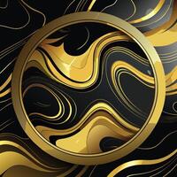 Luxurious Black and Gold Swirling Marble Design Elegant Circular Frame with Abstract Background - Professional digital artwork with vibrant colors and detailed composition vector