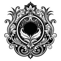 Elegant Black and White Floral Ornament Intricate Swirls and Flourishes in a Classic Baroque Design, Perfect for Vintage-Inspired Projects vector