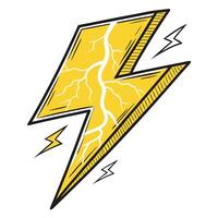 Striking Yellow Lightning Bolt Illustration Energetic Hand-Drawn Graphic Design Element for Power, Energy, and Speed Concepts vector