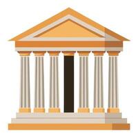 Majestic Ancient Greek Temple Illustration Serene Classical Architecture with Six Columns, Isolated on White Background vector