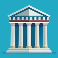 Majestic Greek Temple Illustration Serene Classical Architecture on a Blue Background - Professional digital artwork with vibrant colors and detailed composition vector