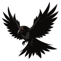 Majestic Black Raven in Flight Dark, Powerful, and Mysterious Bird Soaring Against White Background - Professional digital artwork with vibrant colors and detailed composition vector