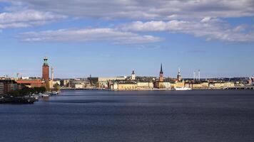 Stockholm city panorama showing riddarholmen and the town hall across the water photo
