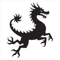Heraldic Dragon Silhouette Embodying Power A Symbol of Strength and Majesty Ancient Mythological Creature in Bold Black Design vector