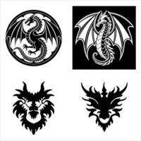 Dragon Symbolism Compilation Mystical Creatures Winged Beasts and Fantasy Art Showcasing Variety and Powerful Imagery Dragon Head Logo Creative Art vector