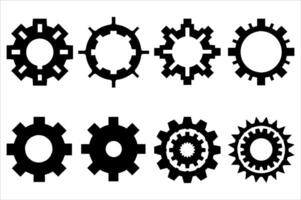 Mechanical Gear Set Depiction Precision Engineering and Design Illustrating Diverse Cogwheel Configurations and Intricate Component Integration on White Background vector