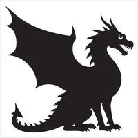 Silhouette of a Fearsome Dragon Majestic Wings and Sharp Claws Fantasy Creature of Legend and Myth Symbol of Power and Mystery vector