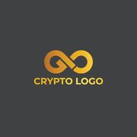 Golden Infinity Crypto Logo. Modern Symbol. Isolated Tech Go Design vector