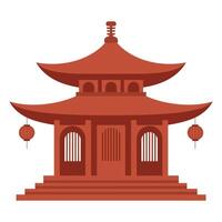 An asian pagoda with red roof and lanterns vector
