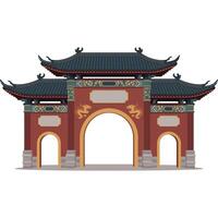 Chinese gate with oriental architecture vector
