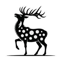 A black and white deer with polka dots on its antlers vector