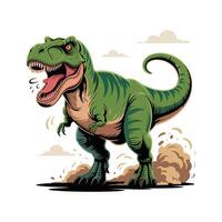 A cartoon t - rex dinosaur is standing on the ground vector