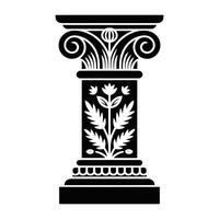 Ancient greek column with a leaf and flower vector