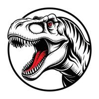 A t - rex head with open mouth and teeth vector